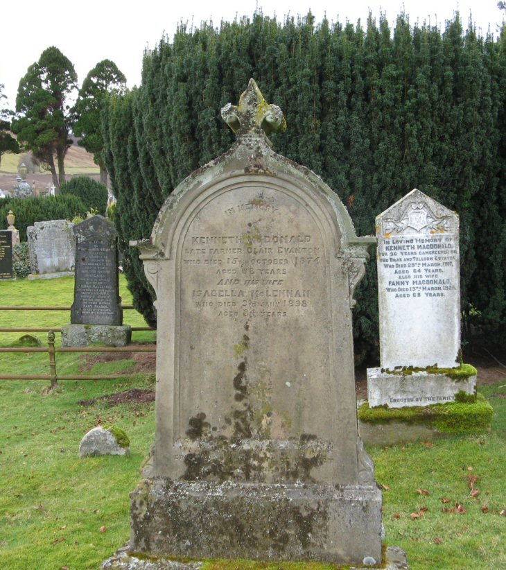 Photo of headstones/Kenneth McDonald & Isabella McLennan (d1898) hdstn Fodderty